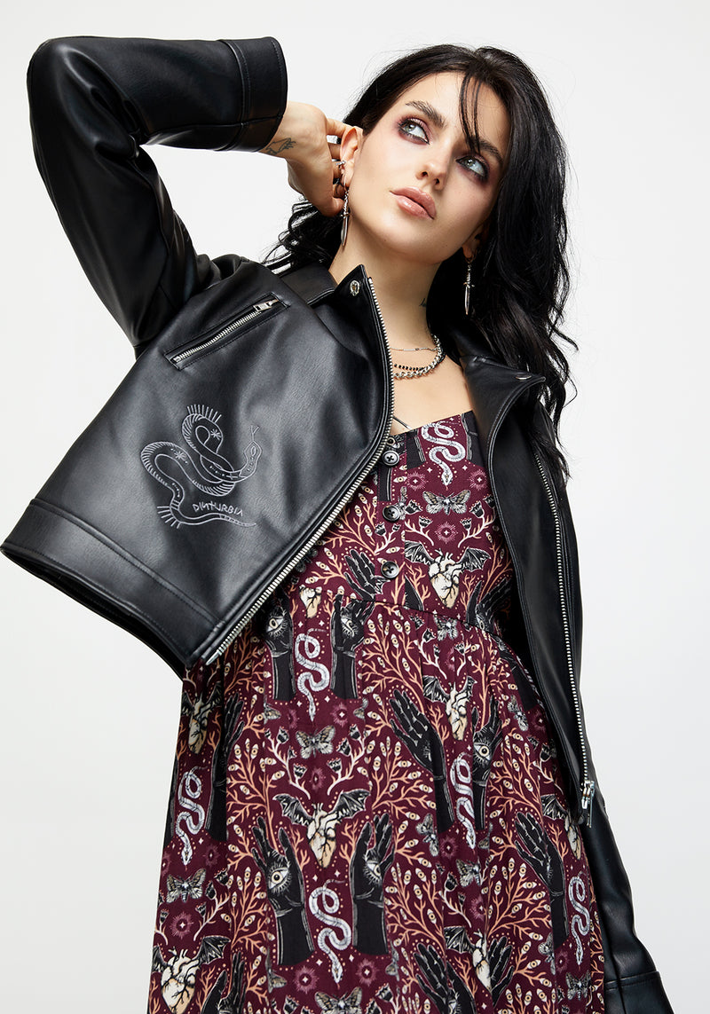 Elemental Bestickt Kunst- Leder Jacke