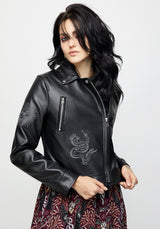 Elemental Bestickt Kunst- Leder Jacke