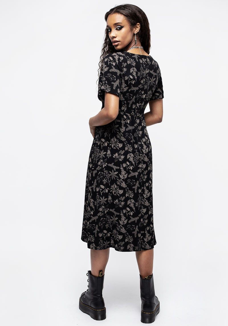 Poisonous Pflanzen Kurz Ärmel Midi Kleid