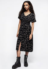 Poisonous Pflanzen Kurz Ärmel Midi Kleid