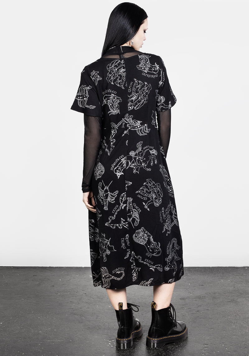Zodiac Kurz Ärmel Midi Kleid
