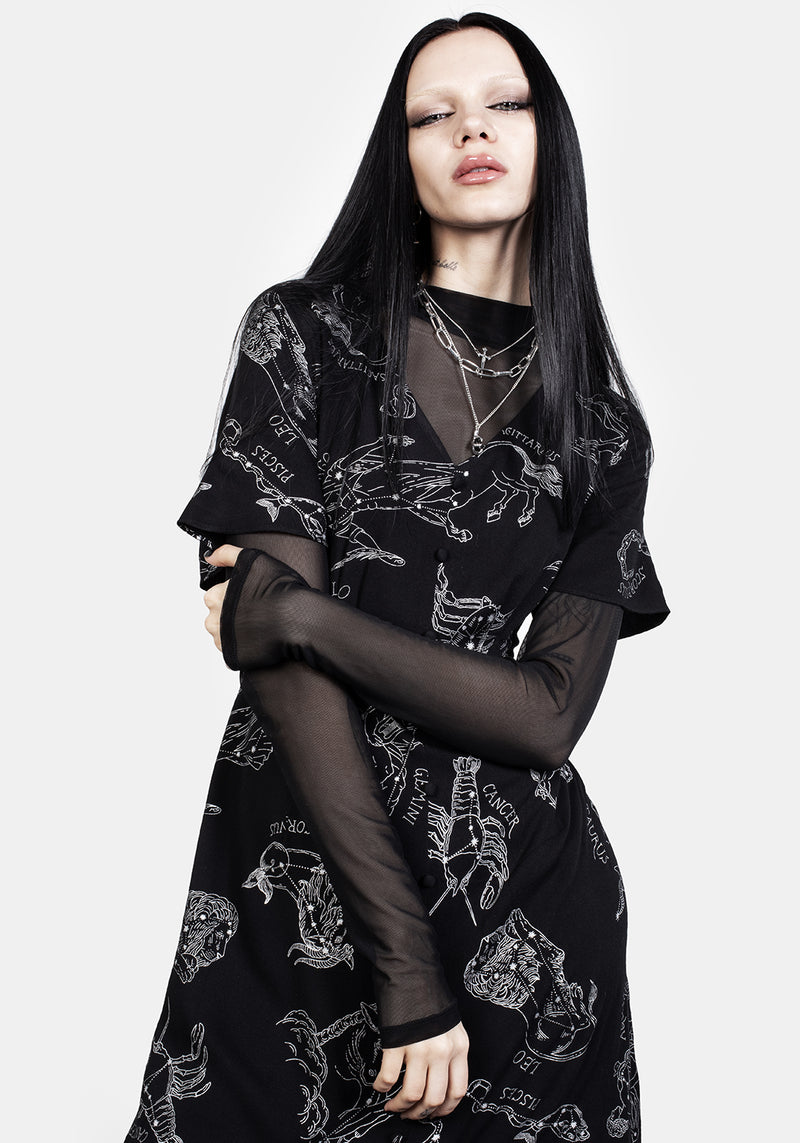 Zodiac Kurz Ärmel Midi Kleid