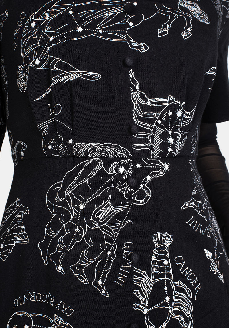 Zodiac Kurz Ärmel Midi Kleid