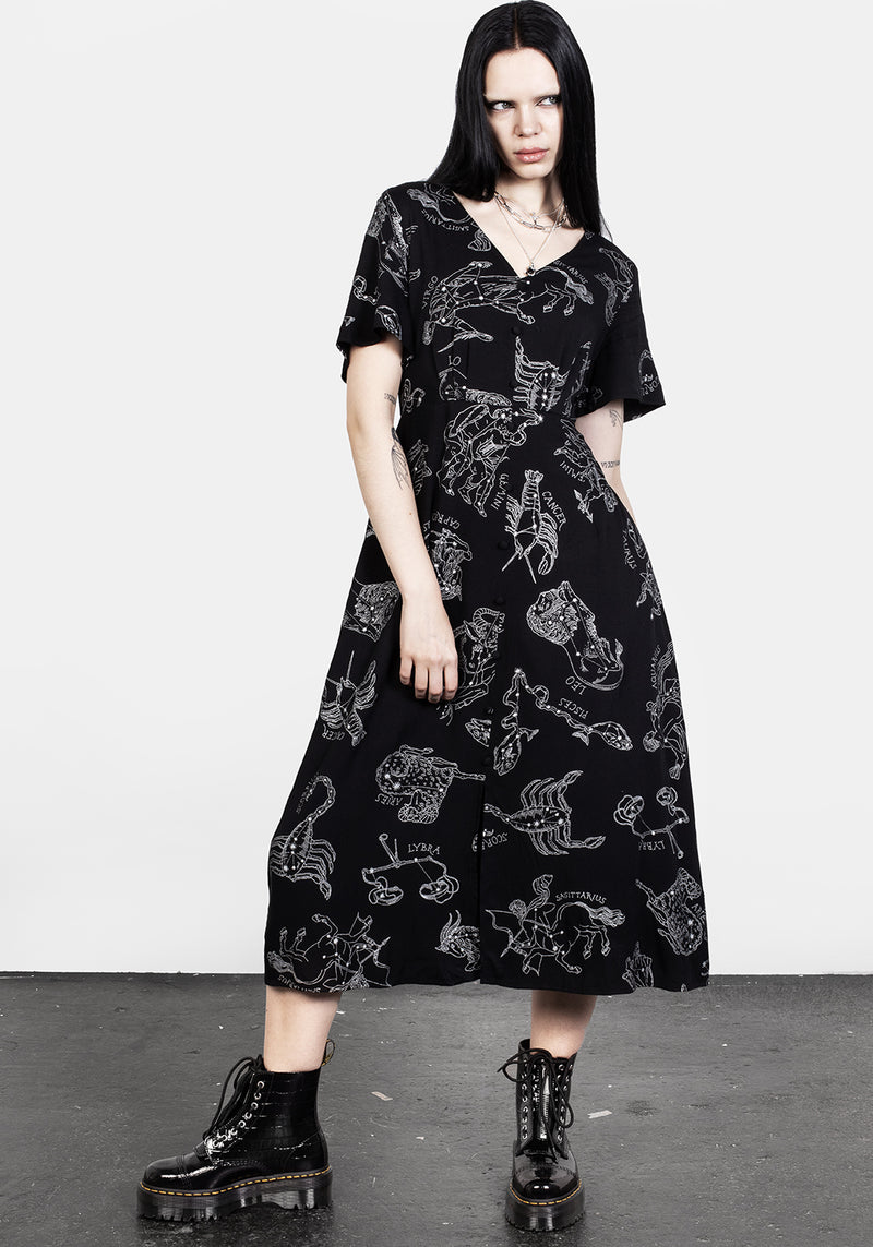 Zodiac Kurz Ärmel Midi Kleid