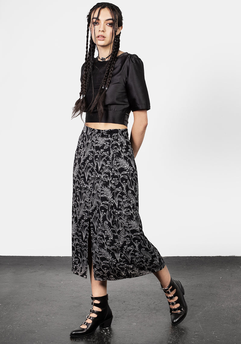 Siofra Stehkragen Wickel Blumenmuster Druck Rock