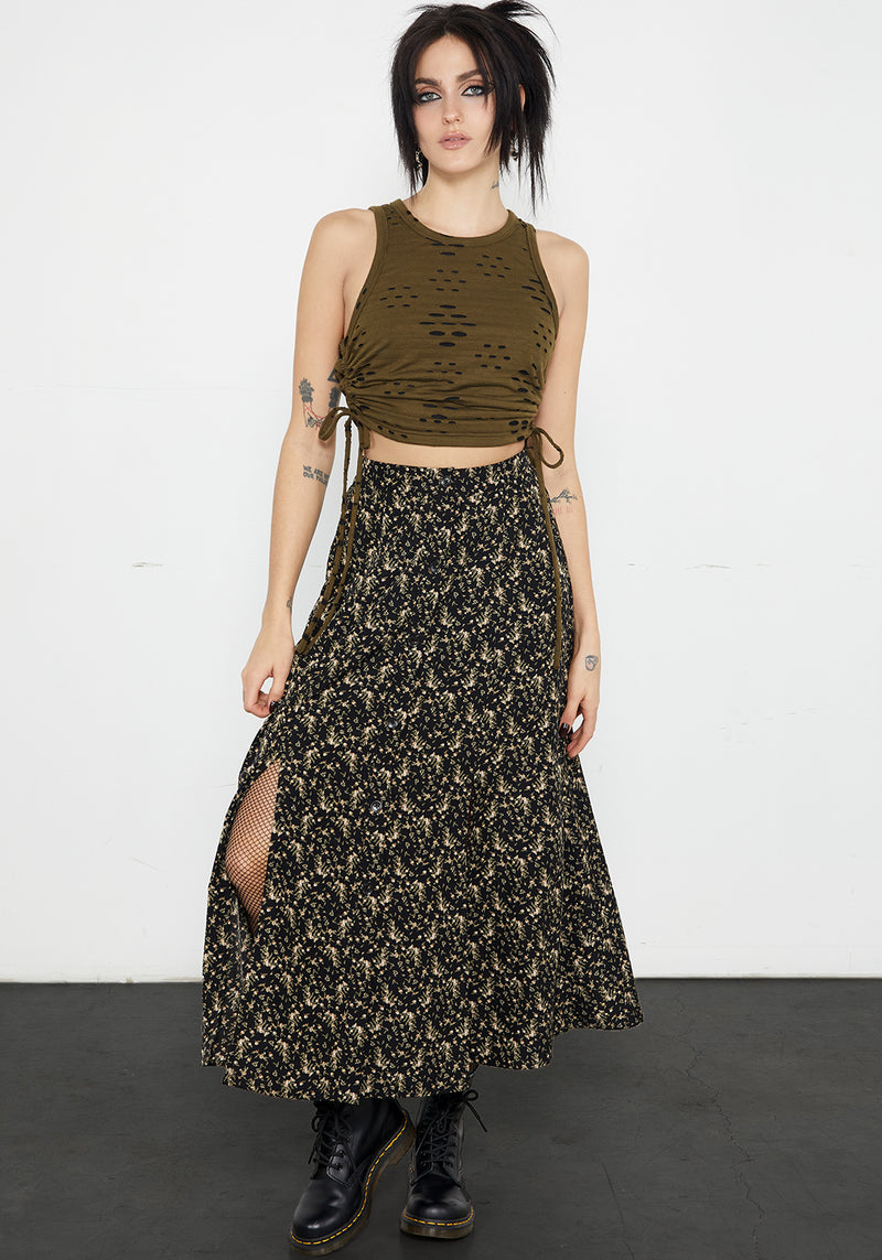 Gardenia Knopf Runter Midaxi-Kleid Rock