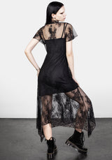 Mourning Spitze Kaskade Midaxi-Kleid Kleid
