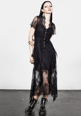 Mourning Spitze Kaskade Midaxi-Kleid Kleid