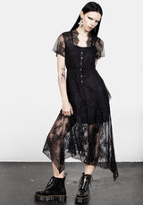 Mourning Spitze Kaskade Midaxi-Kleid Kleid