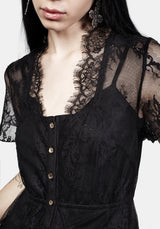 Mourning Spitze Kaskade Midaxi-Kleid Kleid