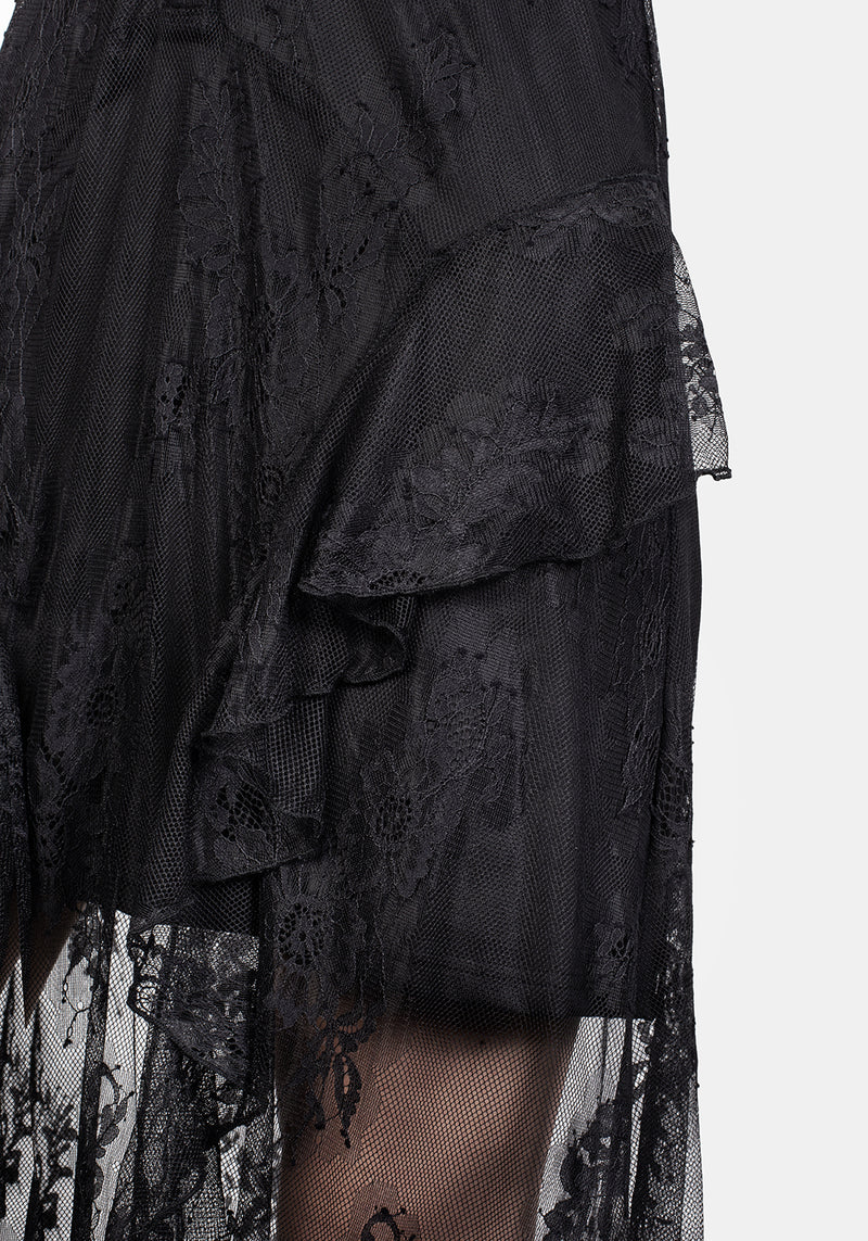 Mourning Spitze Kaskade Midaxi-Kleid Kleid