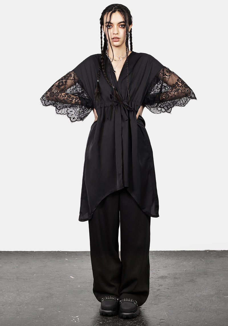 Departed Spitze Ärmel Kimono