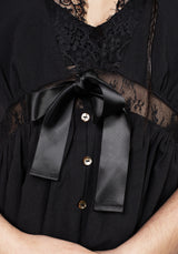 Mortuary Spitze Knopf Hoch Midi Kleid