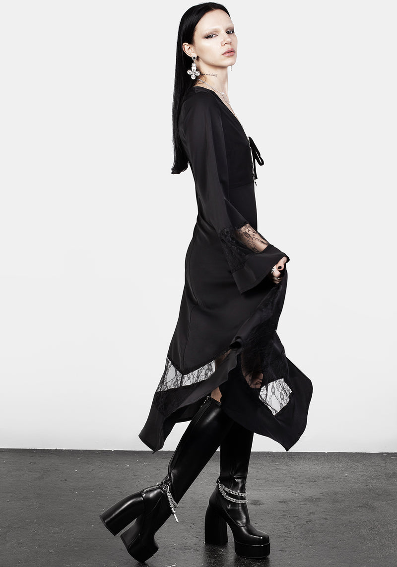 Amaya Spitze Gepaneelt Midi Kleid