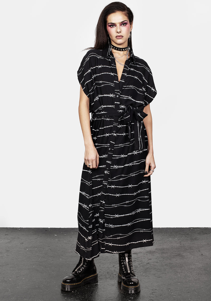 Barbed Midi Hemd Kleid