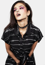 Barbed Midi Hemd Kleid