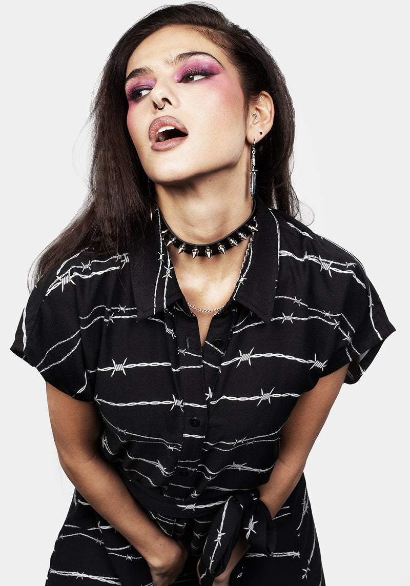 Barbed Midi Hemd Kleid