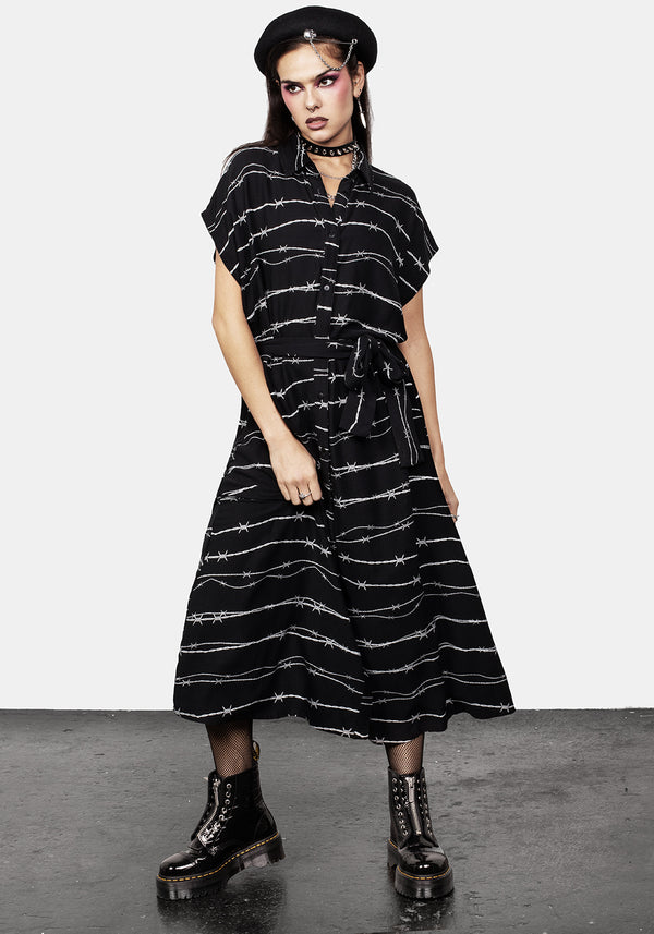 Barbed Midi Hemd Kleid