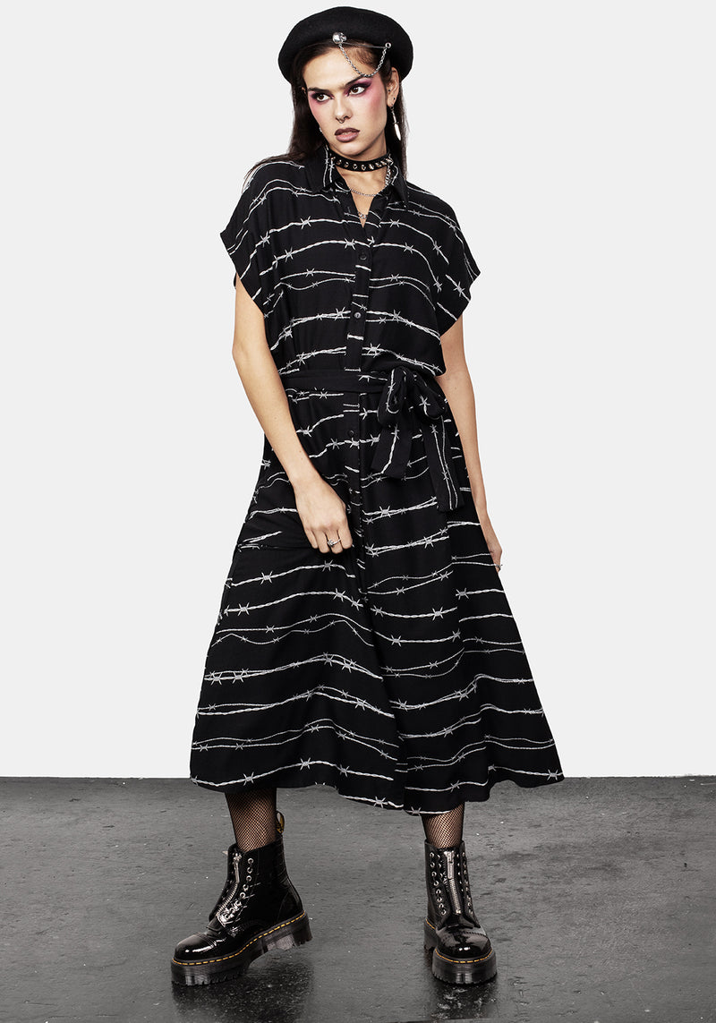 Barbed Midi Hemd Kleid
