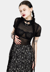 Lita Mesh Detachable Kragen Kurz Top