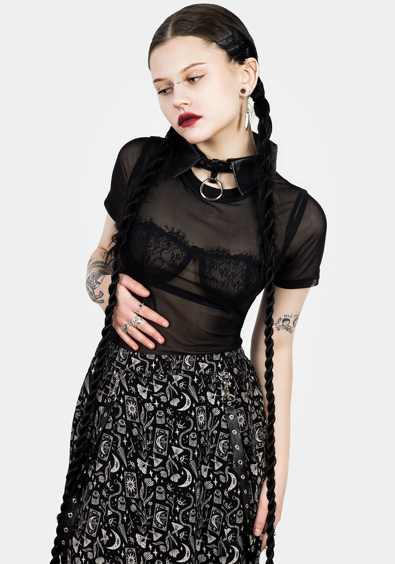 Lita Mesh Detachable Kragen Kurz Top