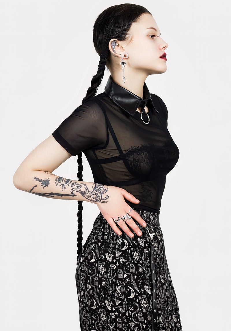 Lita Mesh Detachable Kragen Kurz Top