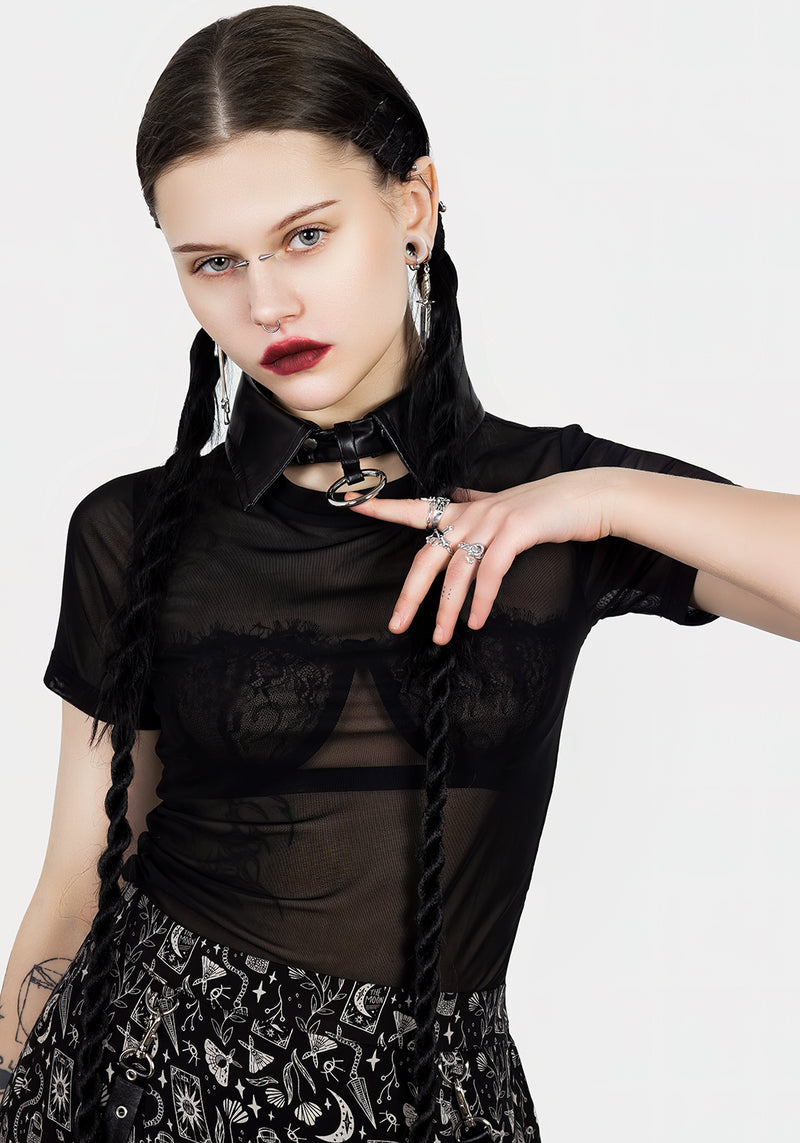 Lita Mesh Detachable Kragen Kurz Top