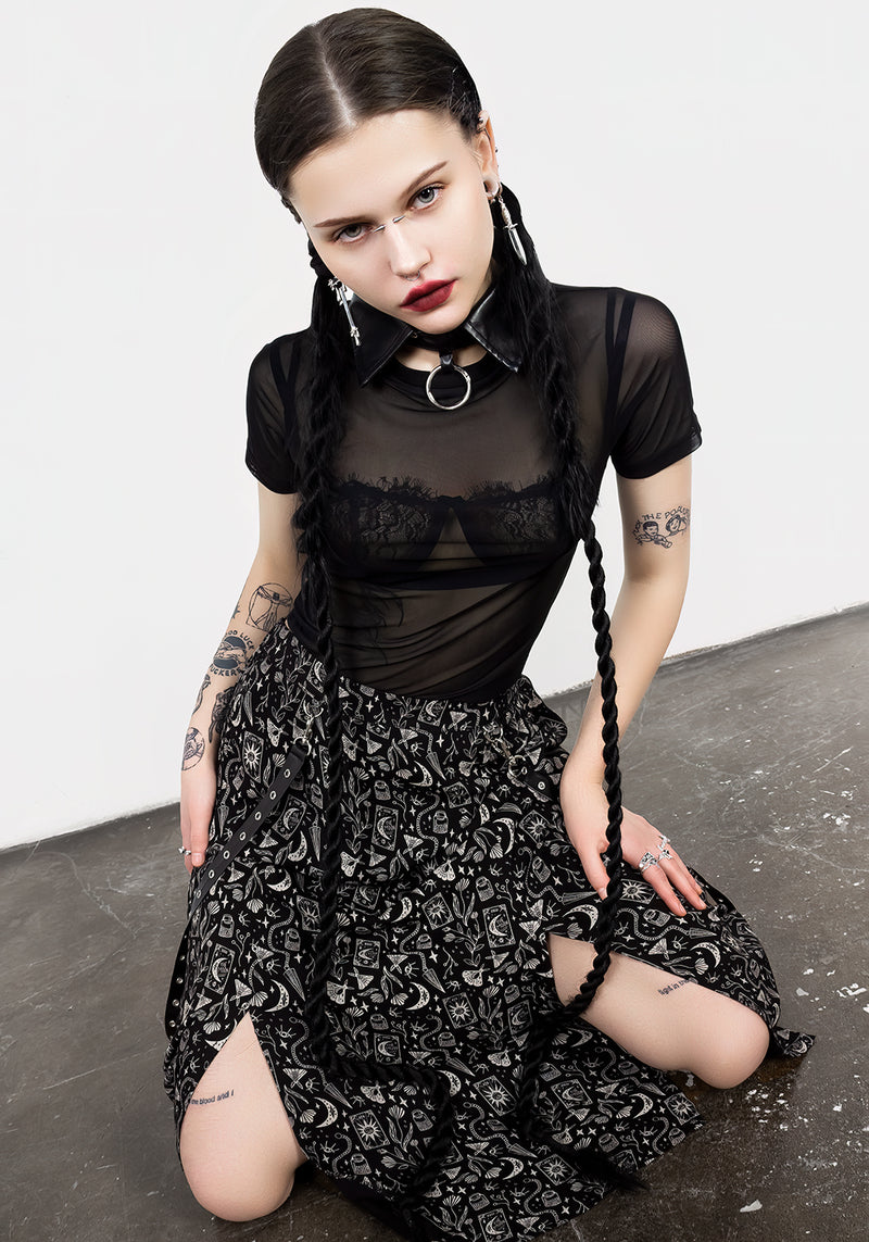 Lita Mesh Detachable Kragen Kurz Top