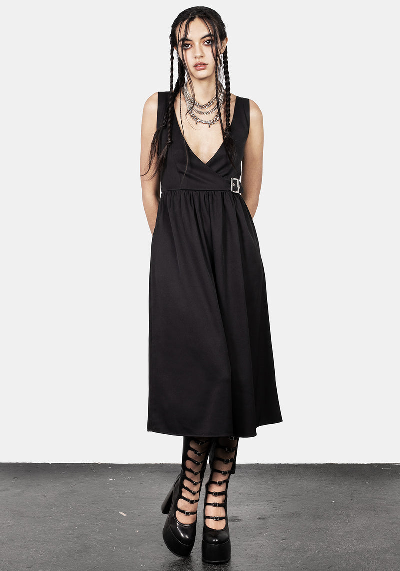 Belladonna Wickel Hosenträger Midi Kleid