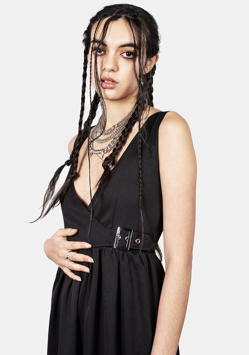 Belladonna Wickel Hosenträger Midi Kleid