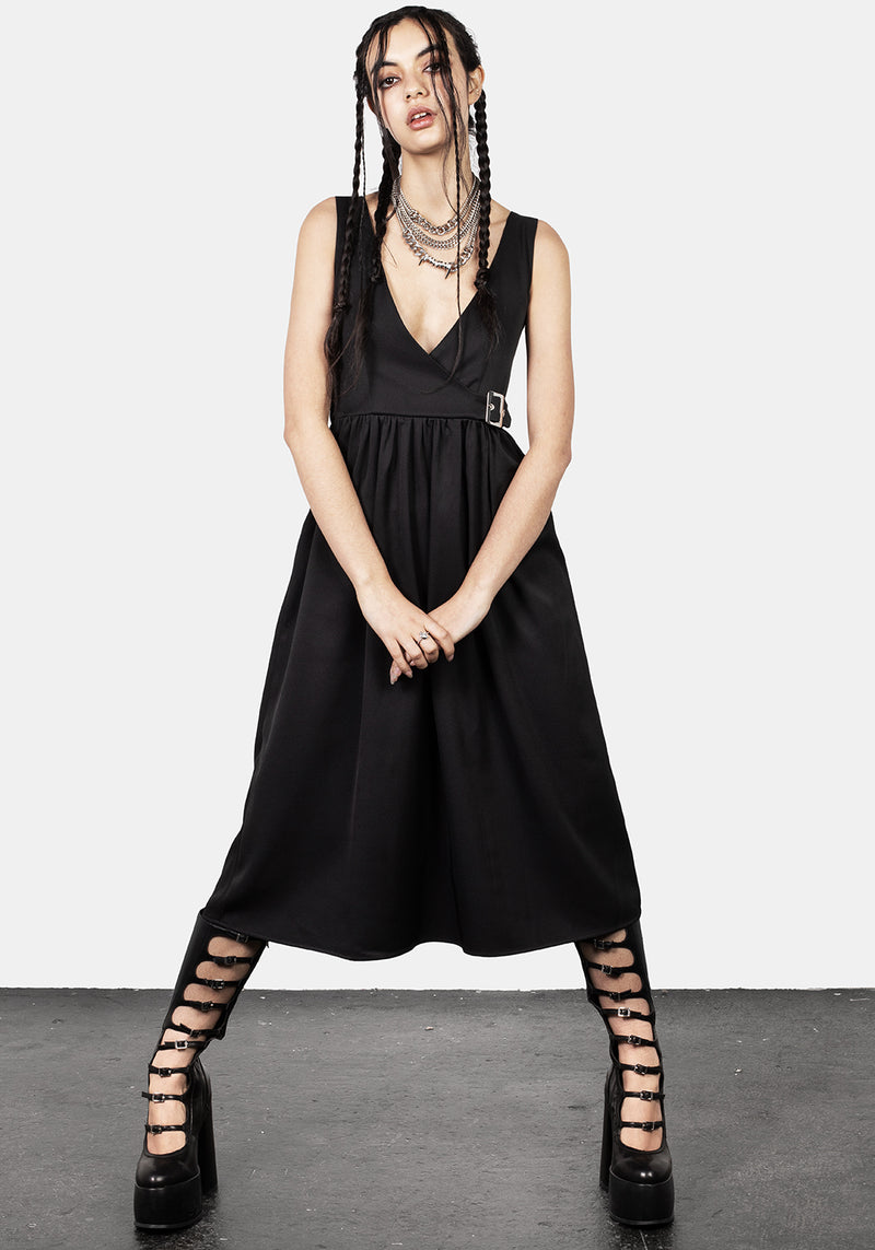 Belladonna Wickel Hosenträger Midi Kleid