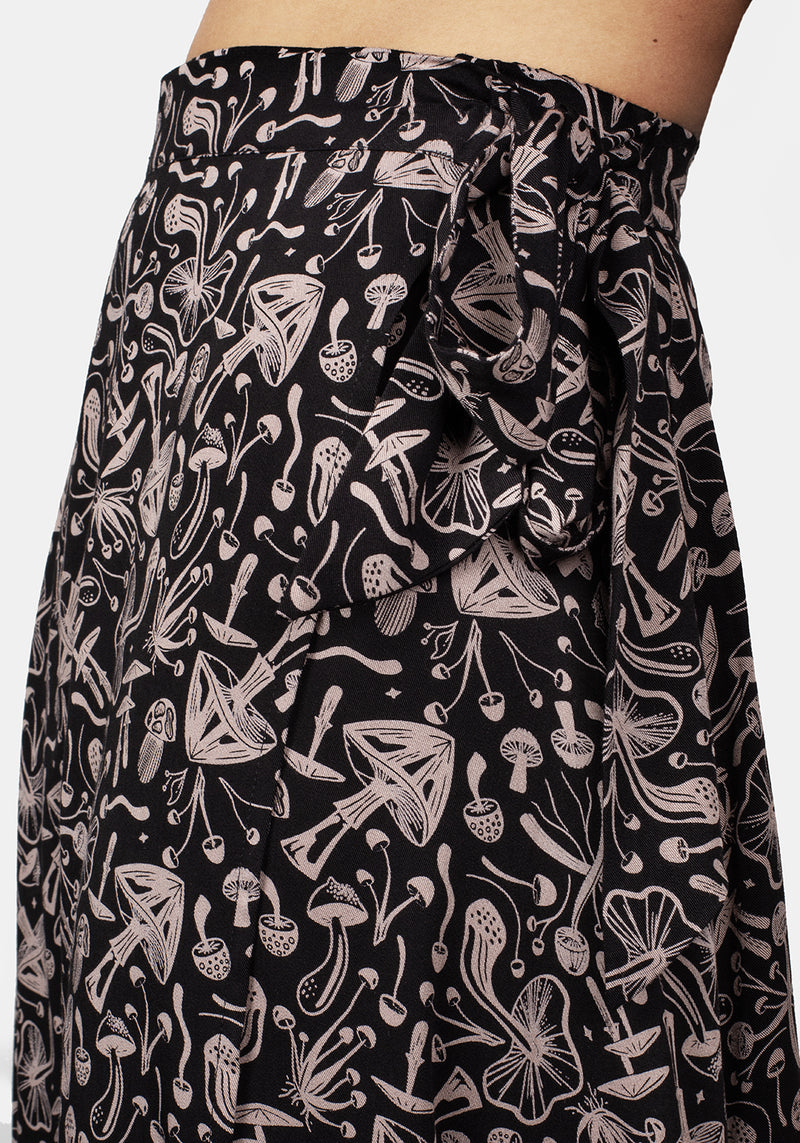 Mycophile Pilz Druck Midaxi-Kleid Wickel Rock