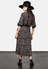Mycophile Pilz Druck Wickel Midi Kleid