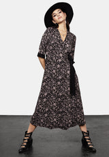Mycophile Pilz Druck Wickel Midi Kleid