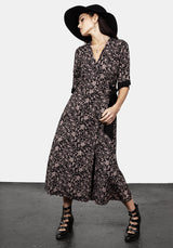 Mycophile Pilz Druck Wickel Midi Kleid
