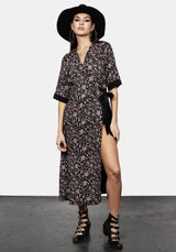 Mycophile Pilz Druck Wickel Midi Kleid