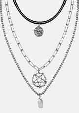 Triune 3 Gelagert Halskette Pentagramm Und Kristall
