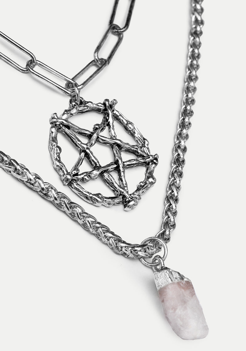 Triune 3 Gelagert Halskette Pentagramm Und Kristall