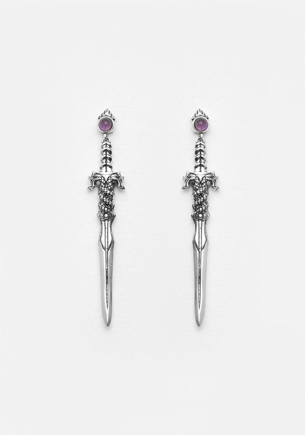 Ritual Dagger Amethyst Tropfen Ohrringe
